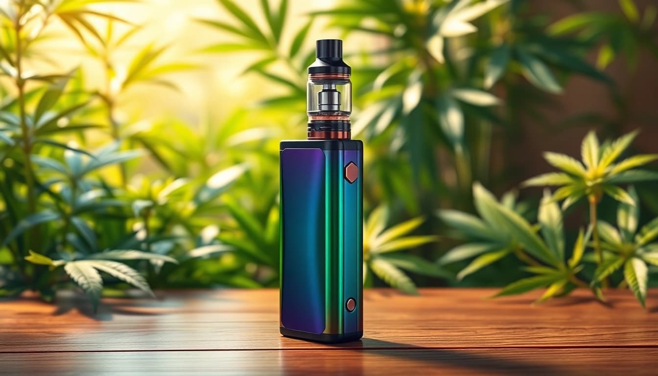 Showcasing a premium Cannabis Vape against a natural backdrop, highlighting its sleek design.