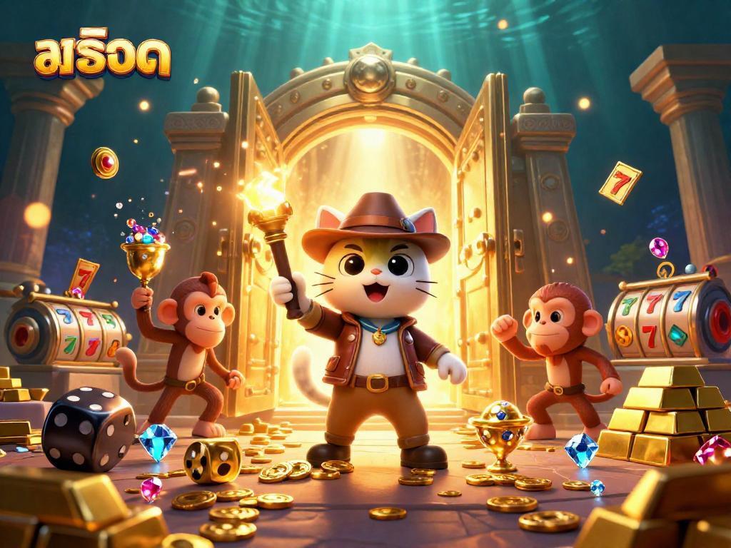 Experience the thrill of สล็อต with our adventurous archaeologist cat uncovering treasures.