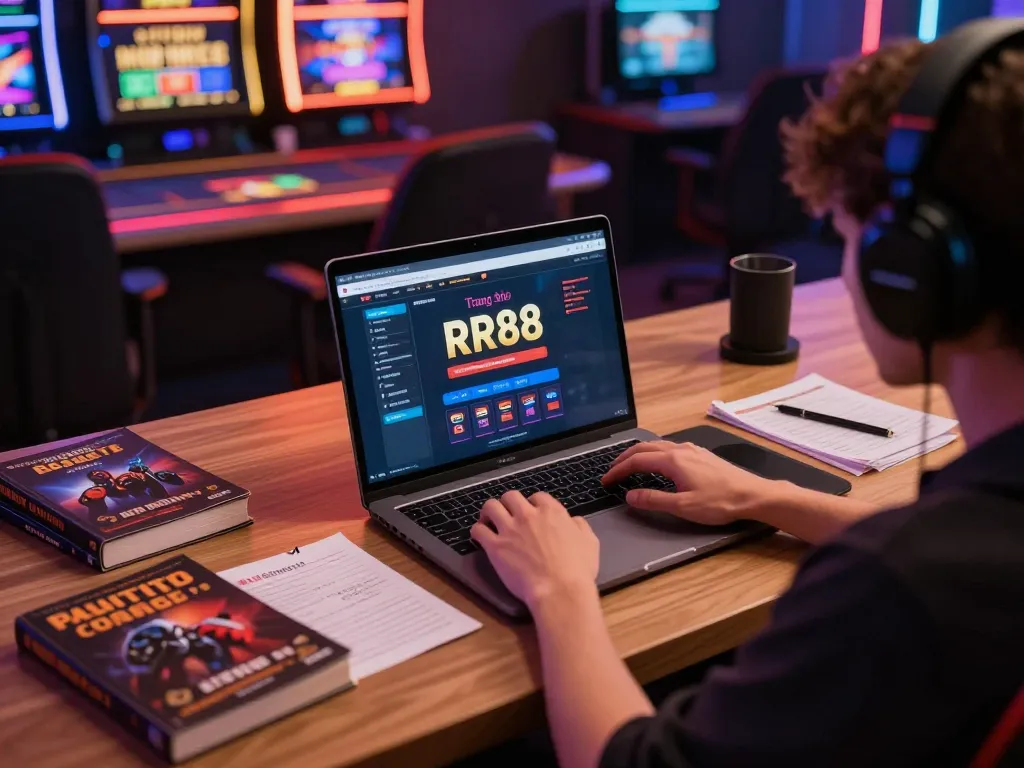 Experience the thrill of betting on Trang Chủ RR88 with a dynamic online gaming setup showing live dealer action.