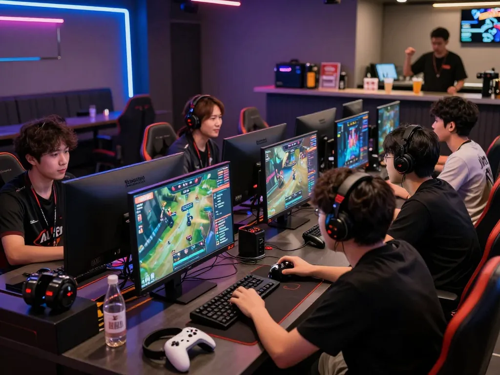 Exciting esports betting Singapore scene with enthusiastic bettors analyzing live games.