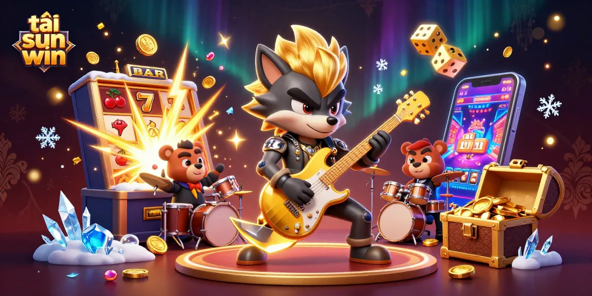 Play exciting games and win rewards by tải sun win, featuring a vibrant casino scene.