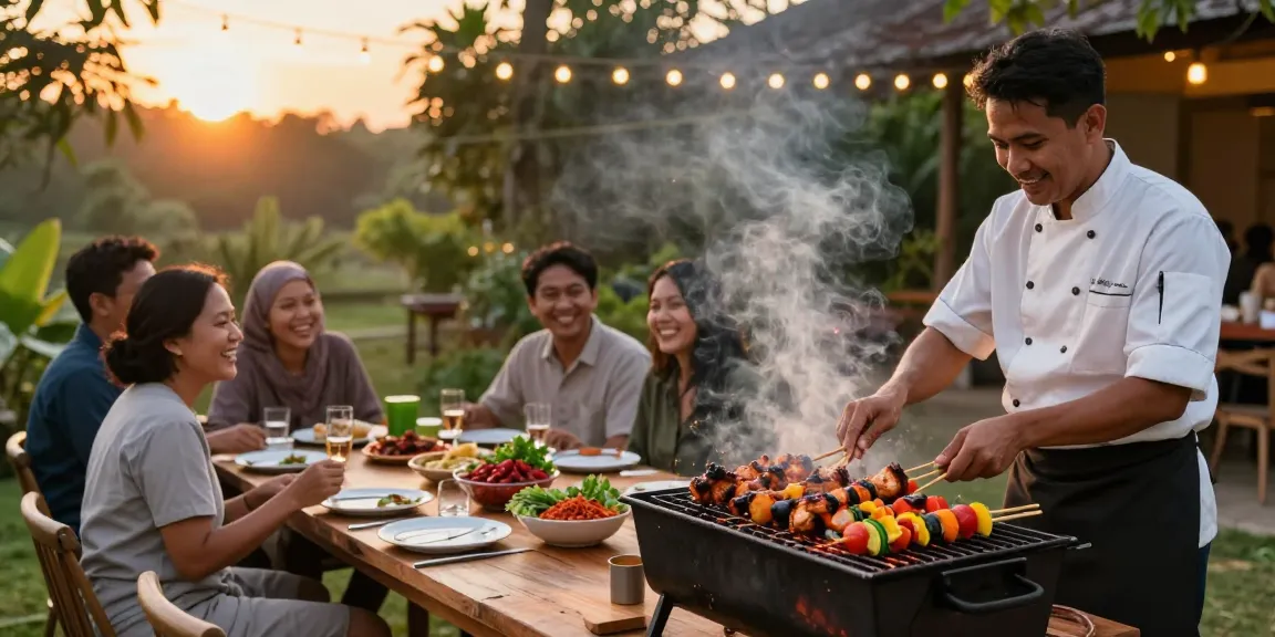 Delicious rokok88 grilled chicken with sambal rawit in a backyard barbecue.