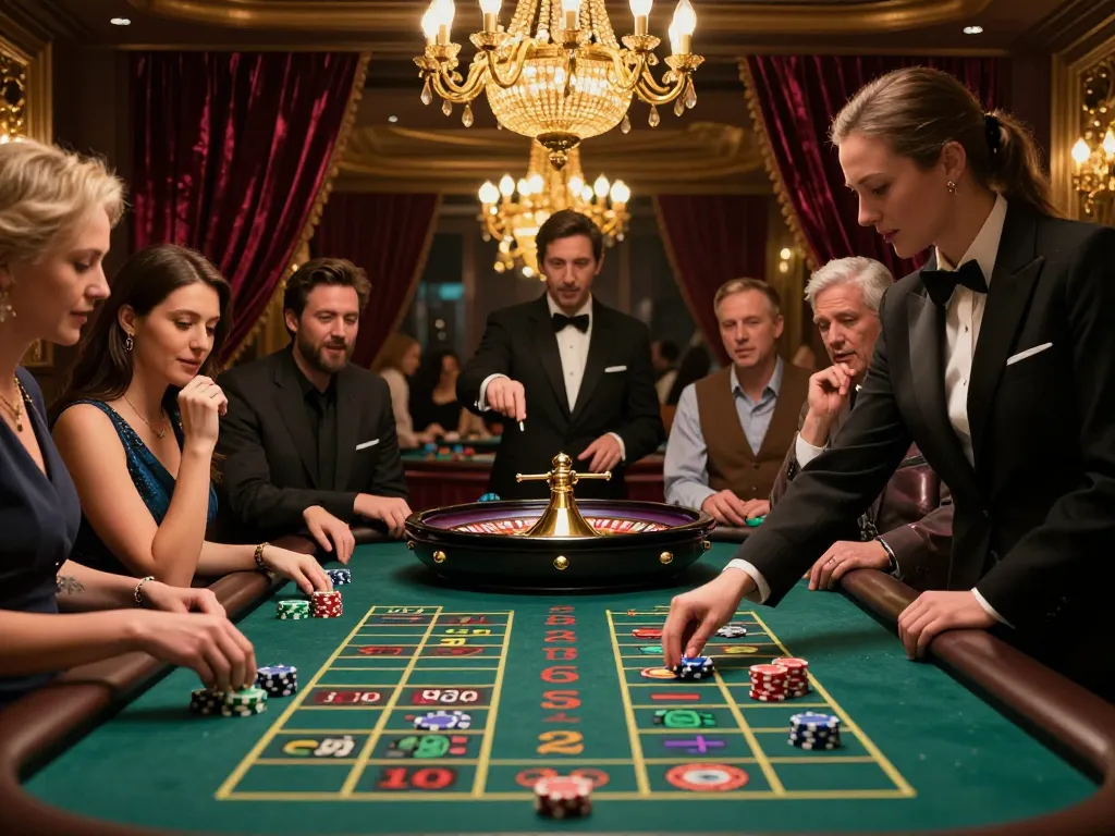 Players placing bets at a roulette table inside a luxurious casino environment, illustrating action at https://s8inc.com/.