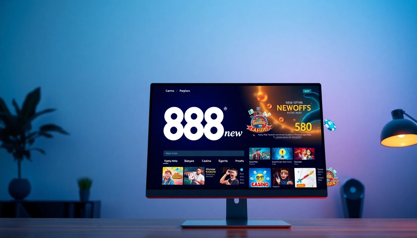 Dynamic online gaming scene showcasing 888 new casino interface with vibrant graphics.