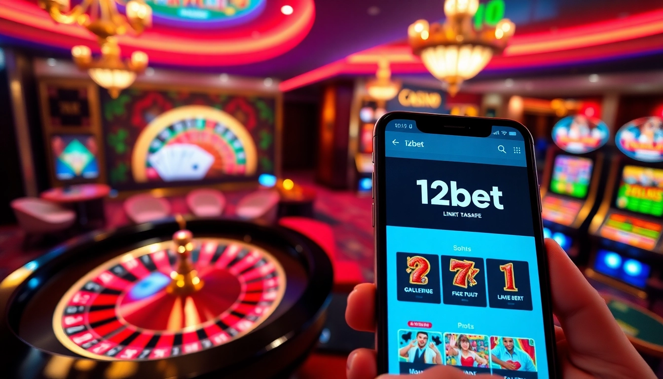 Experience excitement at link 12bet with glamorous casino visuals featuring games and mobile betting.