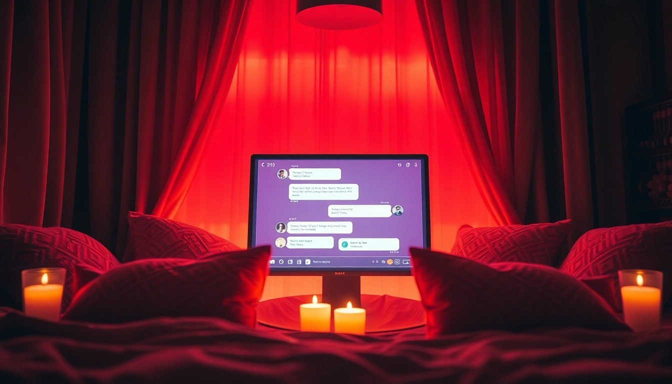 AI chat sex interface in a cozy room, showcasing intimate chatbot interactions.