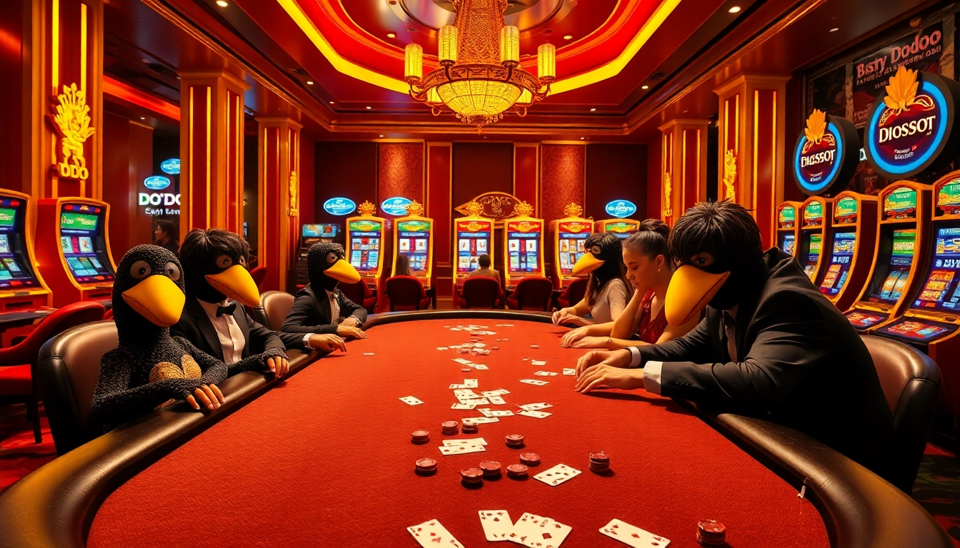 Players experiencing high-stakes poker while Baby Dodoo characters add a fun touch to the casino environment.