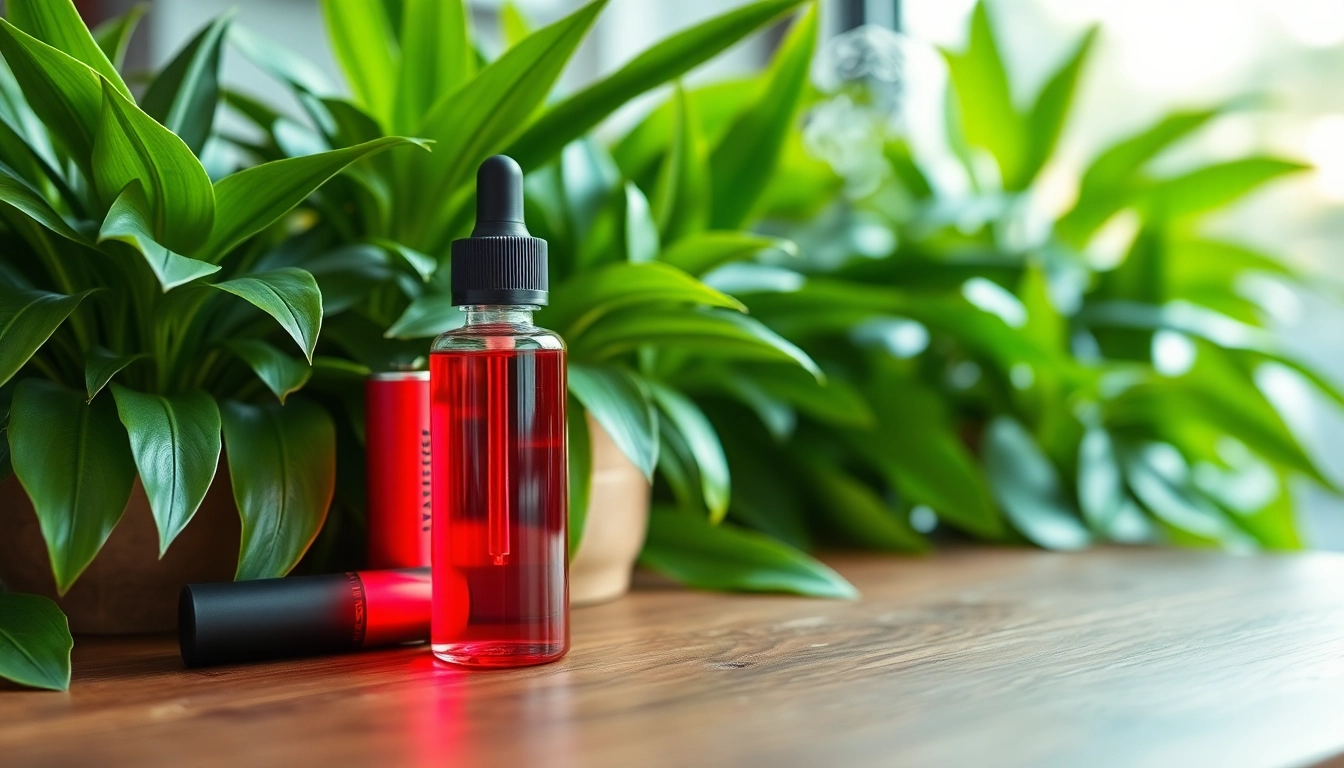 Vape & E-Liquids setup featuring a sleek vape device and vibrant e-liquid bottle.