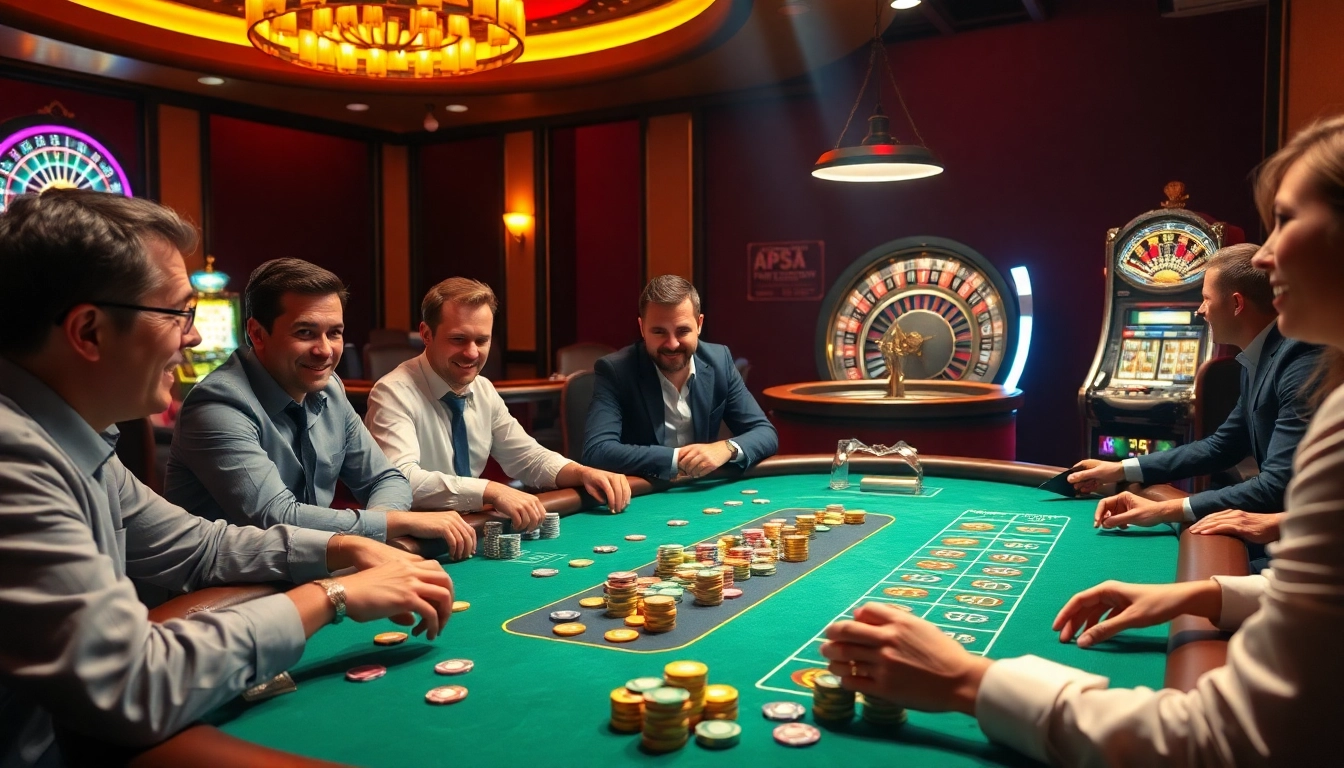 Engaged players at a vibrant poker table in a luxurious casino showcasing expertise reminiscent of a migration agent in Brisbane.